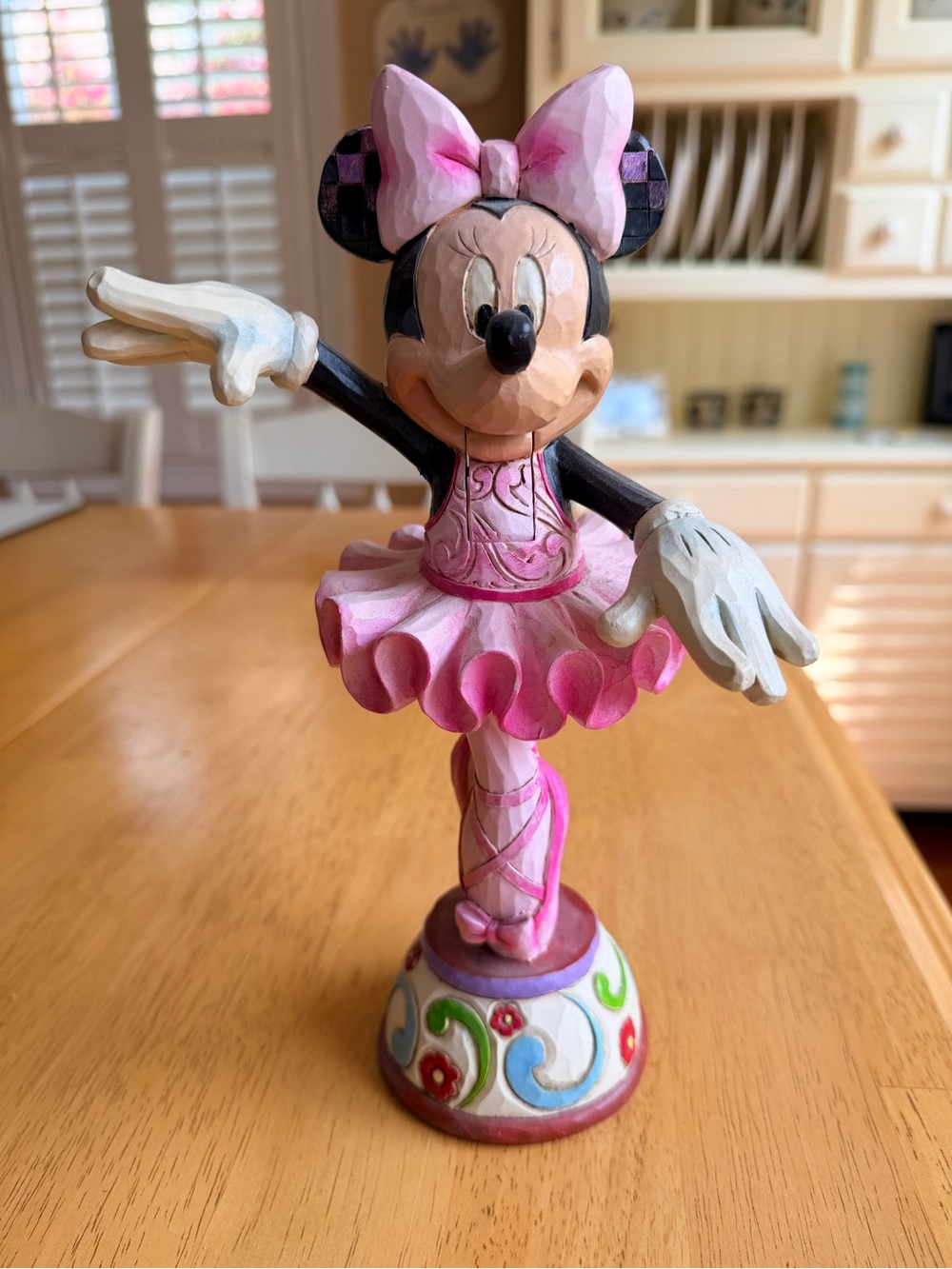 Jim Shores Disney Minnie Mouse Pink Ballerina Figurine with Colorful Base
